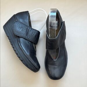 Fly London Black Leather Slip-On Shoes